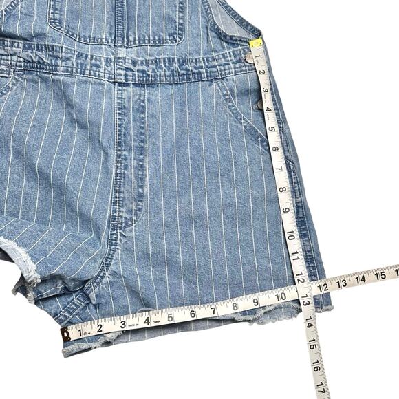 Madewell | Women | Pinyon Pinstripe Denim Short Overall Shortalls | Size XS - Picture 6 of 12